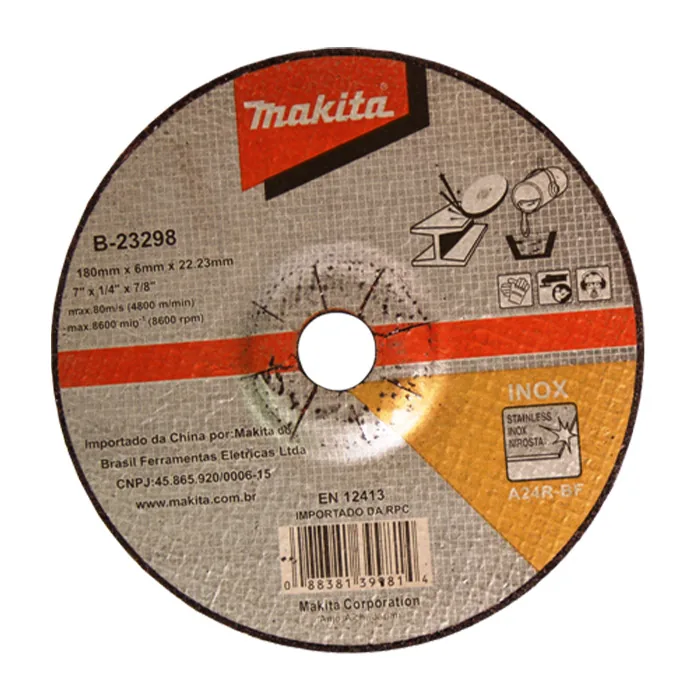 B-23298_Disco_De_Desbaste.webp Disco de desbaste 180 x 6 x 22,23mm Grão A24R Makita B-23298 - Imagem 1