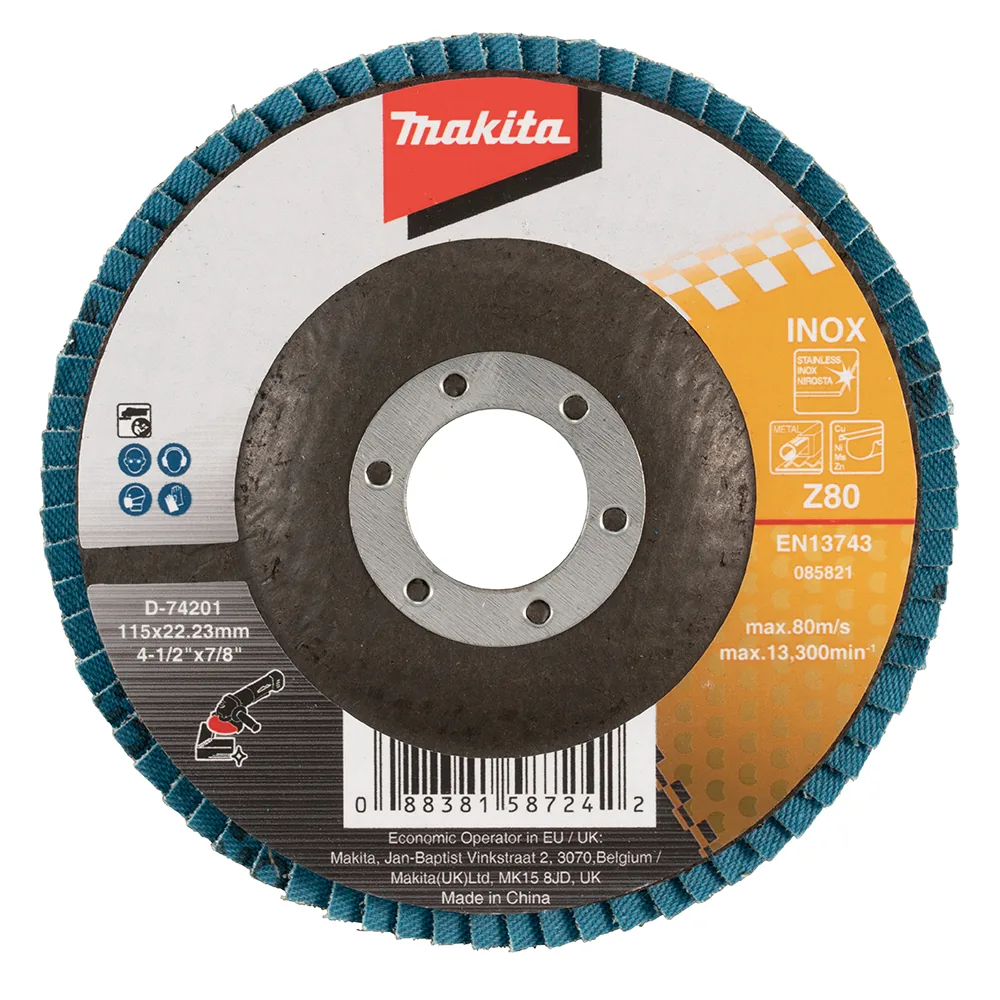 D-74201_Disco_Flap.webp Disco flap Grão Z80 Makita D-74201 - Imagem 1